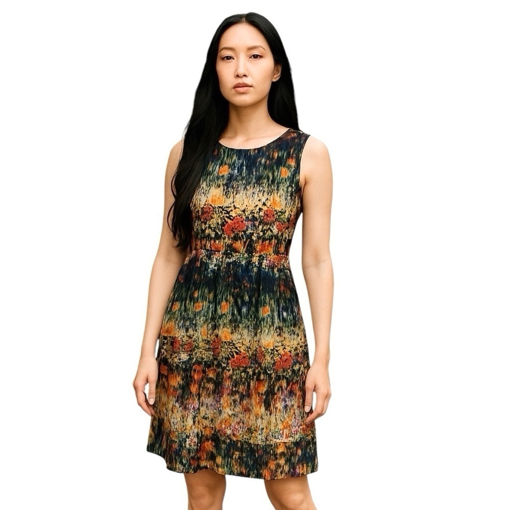 Cynthia Rowley Anthropologie Abstract Floral Dress Size 10 Art to Wear